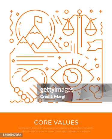 Core Values Editable Stroke Line Illustration Core Values Editable Stroke Line Illustration