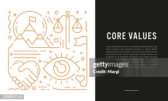 Core Values Editable Stroke Line Illustration Core Values Editable Stroke Line Illustration