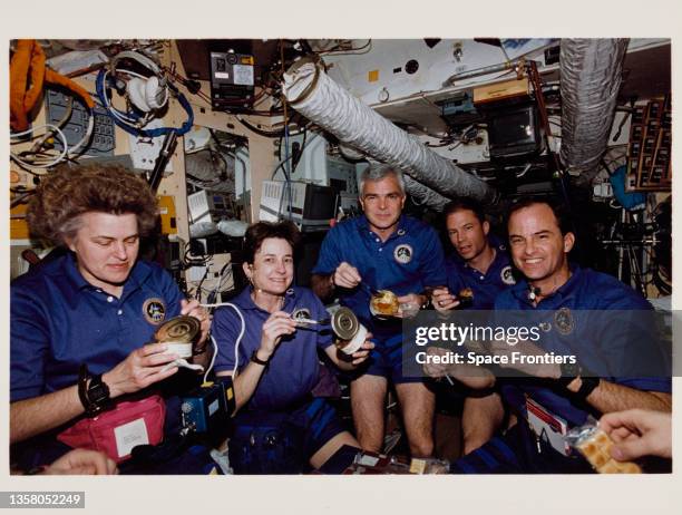 American NASA astronaut Kevin P Chilton, American NASA astronaut Shannon W Lucid, American NASA astronaut Linda M Godwin, American NASA astronaut...