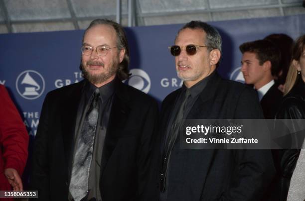 American musician and songwriter Walter Becker and American musician and songwriter Donald Fagen attend the 43rd Annual Grammy Awards, held at the...