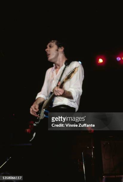 American singer-songwriter Steve Forbert performing live in concert, circa 1985.