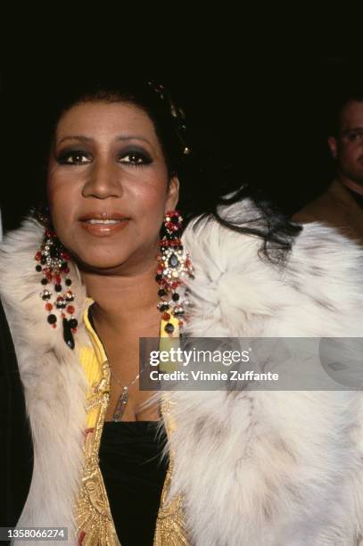 American singer, songwriter and pianist Aretha Franklin attends the party for the Night Of 100 Stars Gala, held at the New York Hilton Hotel in New...