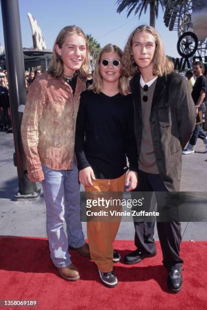 American power pop band Hanson attends the 1998 MTV Video Music Awards, held at Universal Studios in Los Angeles, California, 10th September 1998.
