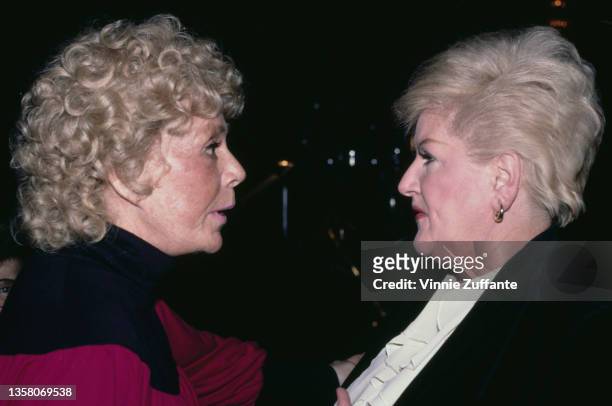 American actress, comedian and singer Betty Hutton and American singer Margaret Whiting attend a rehearsal for 'Jukebox Saturday Night' in New York...
