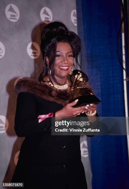 American singer and actress Patti LaBelle in the press room of the 34th Grammy Awards, held at Radio City Music Hall in New York City, New York, 25th...