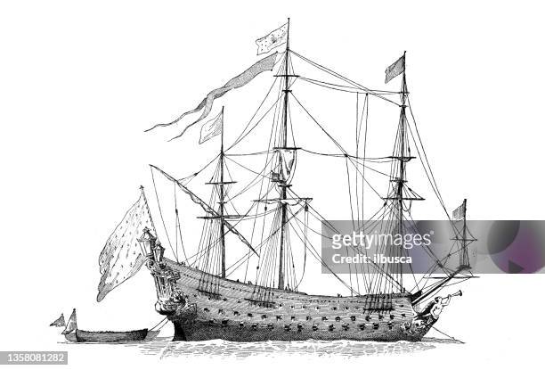アンティークイラスト:船、ル・ソレイユ・ロイヤル、17世紀 - soleil点のイラスト素材／クリップアート素材／マンガ素材／アイコン素材