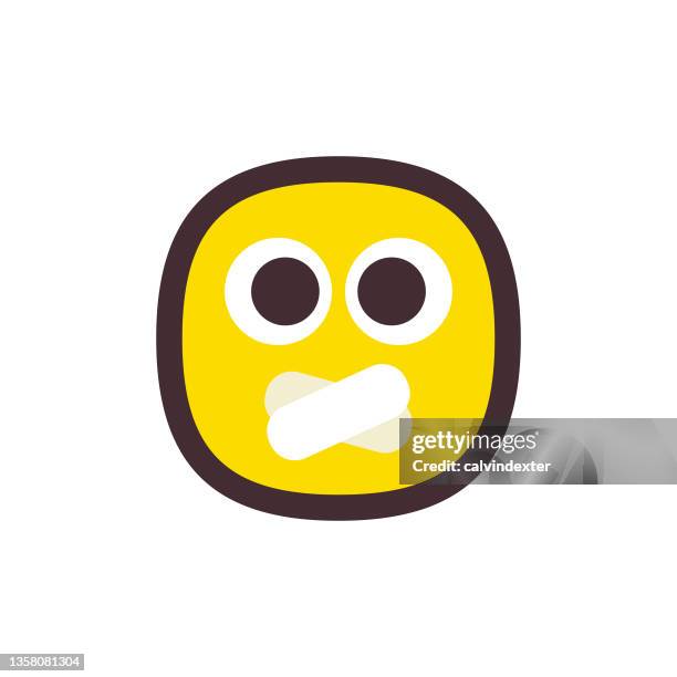 emoticon blob form linienkunst - be silent stock-grafiken, -clipart, -cartoons und -symbole