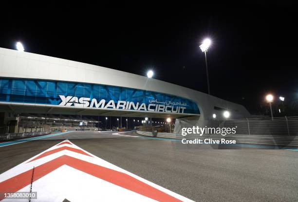 General view of the track during previews ahead of the F1 Grand Prix of Abu Dhabi at Yas Marina Circuit on December 09, 2021 in Abu Dhabi, United...