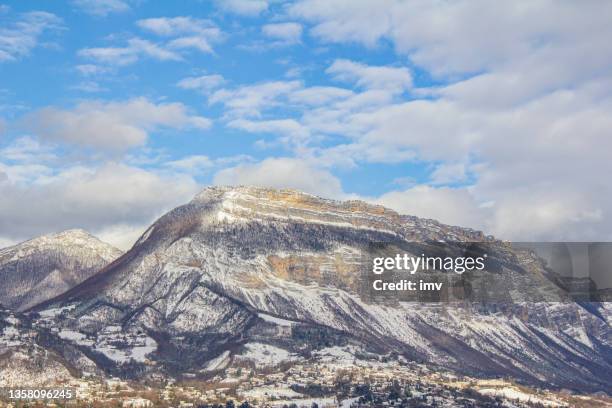 fort du saint-eynard, grenoble, snow in winter. - isere stock pictures, royalty-free photos & images