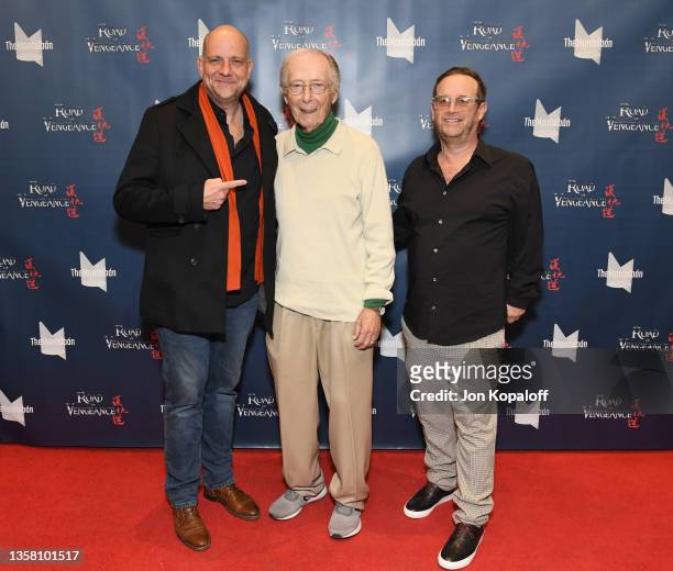 Norman Golightly, Bernie Kopell and guest attend “Road Of Vengeance” Premiere Screening at The Montalban on December 08, 2021 in Hollywood,...