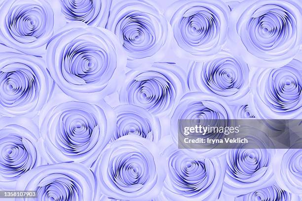creative pattern with paper rose flower in trendy color of the year 2022 very peri  purple violet  color. - rosa violette parfumee photos et images de collection