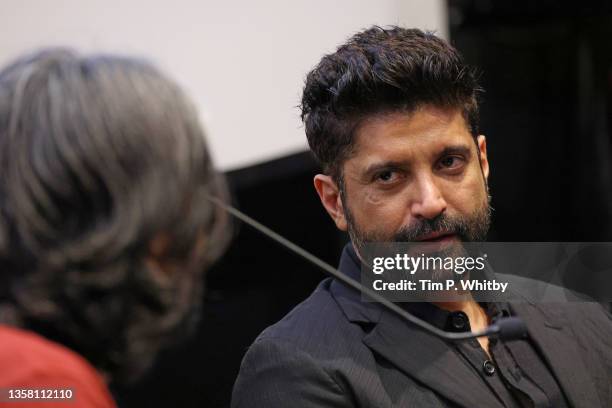 Kaleem Aftab and Farhan Akhtar speak on stage during The Red Sea International Film Festival on December 09, 2021 in Jeddah, Saudi Arabia.