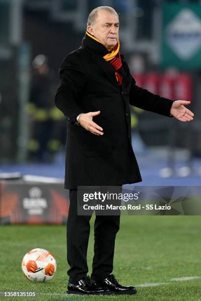 Galatasaray head coach Fatih Terim during the UEFA Europa League group E match between SS Lazio and Galatasaray at Olimpico Stadium on December 09,...