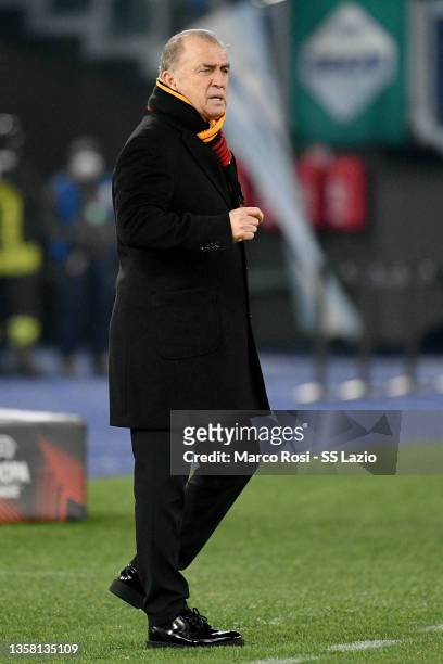 Galatasaray head coach Fatih Terim during the UEFA Europa League group E match between SS Lazio and Galatasaray at Olimpico Stadium on December 09,...