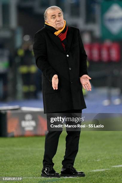 Galatasaray head coach Fatih Terim during the UEFA Europa League group E match between SS Lazio and Galatasaray at Olimpico Stadium on December 09,...