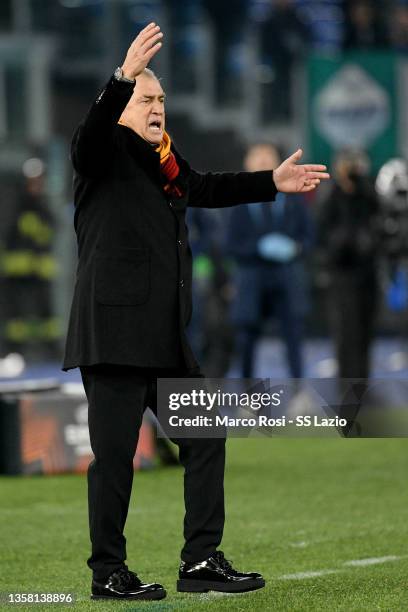 Galatasaray head coach Fatih Terim during the UEFA Europa League group E match between SS Lazio and Galatasaray at Olimpico Stadium on December 09,...