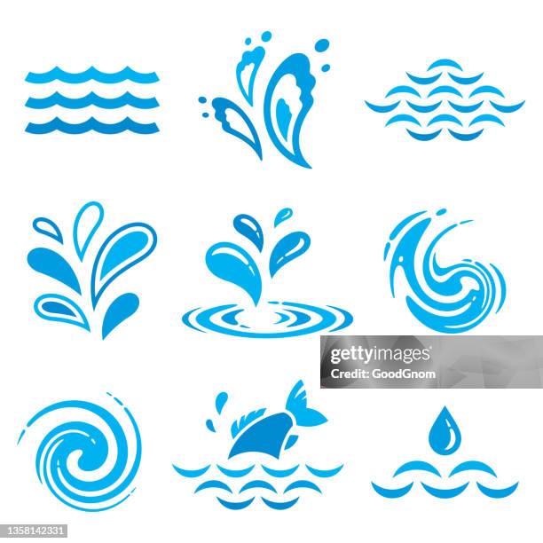 water icon set - blob fish stock illustrations