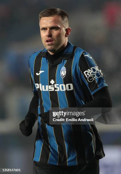 Josip Ilicic of Atalanta BC looks on during the UEFA Champions League group F match between Atalanta and Villarreal CF at Gewiss Stadium on December...