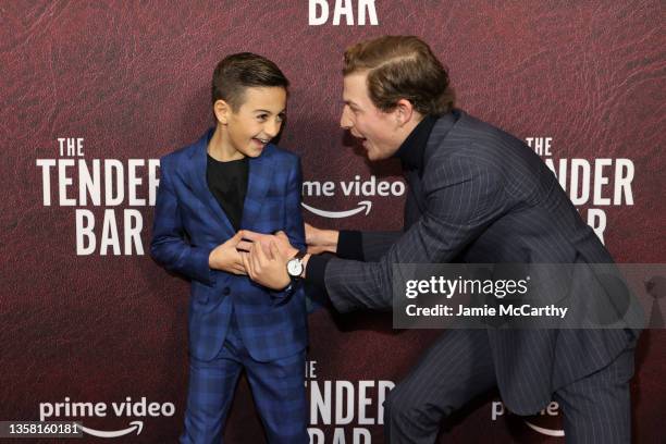 Daniel Ranieri and Tye Sheridan attend a screening of "The Tender Bar" hosted by Amazon Studios at Museum of Modern Art on December 09, 2021 in New...