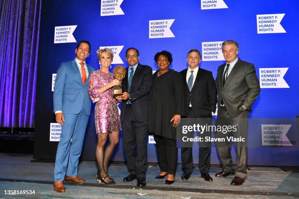 José E. Feliciano, Kerry Kennedy, Deven Parekh, Stacey Abrams, Douglas Brinkley and Alec Baldwin attend the 2021 Robert F. Kennedy Human Rights...