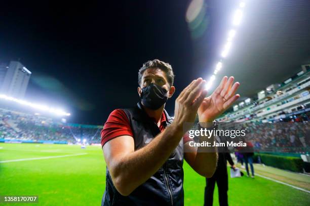 Alejandro Irarragorri president of Grupo Orlegi enters to the field prior to the final first leg match between Leon and Atlas as part of the Torneo...