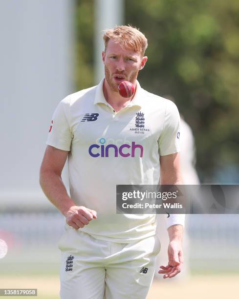 England Lions' Liam Norwell reacts during the Tour Match between Australia A and England Lions at Ian Healy Oval, on December 10 in Brisbane,...