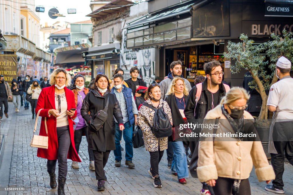 Crowded Besiktas street in Istanbul