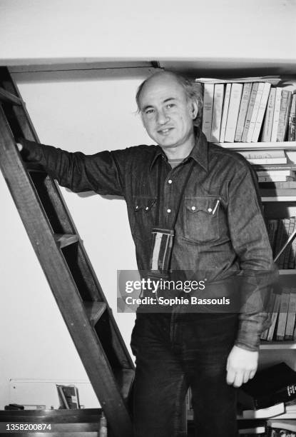 French writer, sociologist, and philosopher Edgar Morin , who also writes under the pseudonym Edgar Nahoum, at home.
