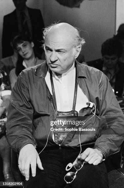 French writer, sociologist, and philosopher Edgar Morin , who also writes under the pseudonym Edgar Nahoum, on the set of french tv show...