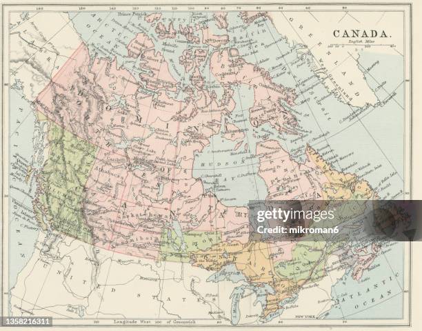 old map of canada - north atlantic ocean map stock pictures, royalty-free photos & images