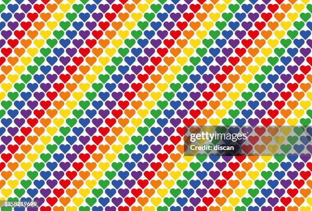 stockillustraties, clipart, cartoons en iconen met rainbow hearts seamless pattern. - trots