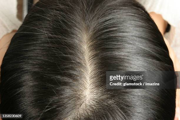 woman, hair - hair part stock-fotos und bilder