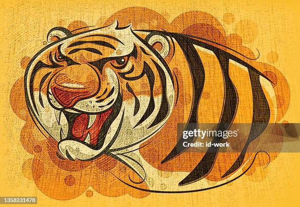 angry tiger roaring - wildcat mascot stock illustrations