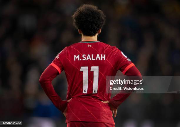 Mohamed Salah of Liverpool during the Premier League match between Wolverhampton Wanderers and Liverpool at Molineux on December 4, 2021 in...