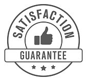 Simple minimalist style thumbs up satisfaction guarantee badge, sign, symbol isolated on white background. vector design.