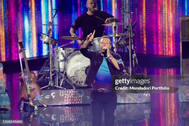 Coldplay frontman Chris Martin during the X-Factor Final at the Mediolanum Forum. Milan , December 9th, 2021