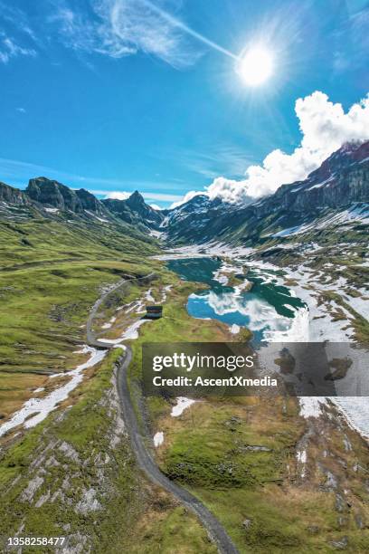 aerial view of mountains and lakes - ticino stockfoto's en -beelden