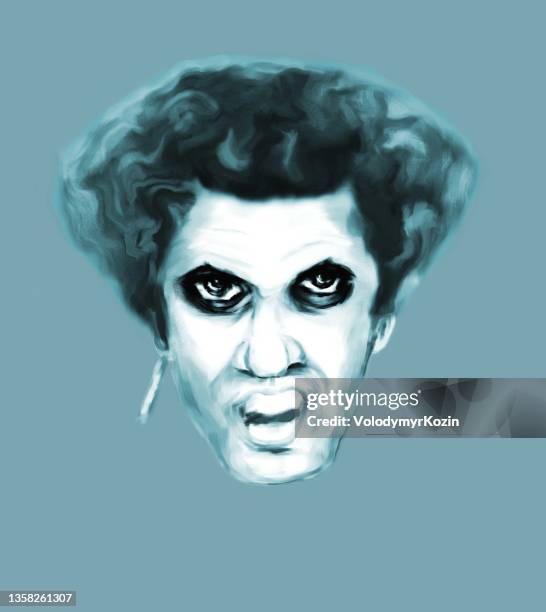illustration of a man symbolizing anger, intolerance, aggression. made in the technique of pastels - difficult customer service stock illustrations