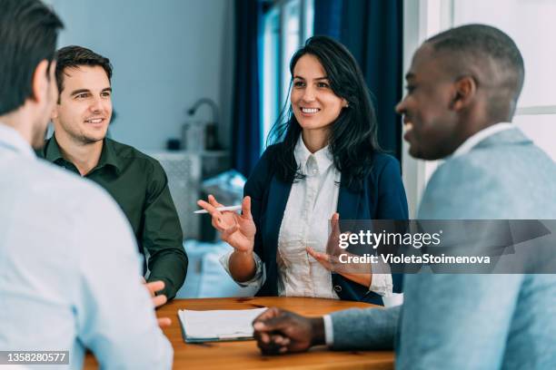 business persons on meeting in the office. - conference table stock pictures, royalty-free photos & images