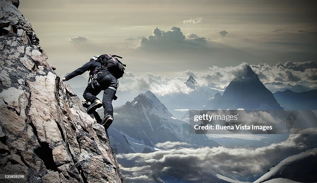 Climber on the Mount Rosa Massif