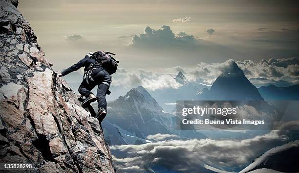 climber on the mount rosa massif - mountain climber stock pictures, royalty-free photos & images