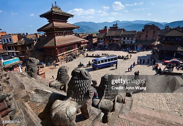 bhaktapur durbar square in nepal - piazza durbar kathmandu stock pictures, royalty-free photos & images