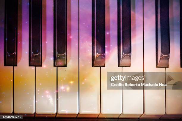 music at night, concept - piano keys stock pictures, royalty-free photos & images