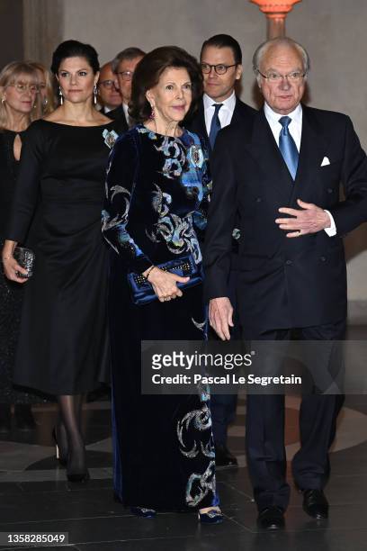 Crown Princess Victoria of Sweden, Prince Daniel of Sweden, Queen Silvia of Sweden and King Carl XVI Gustaf of Sweden arrive for the Nobel Prize...