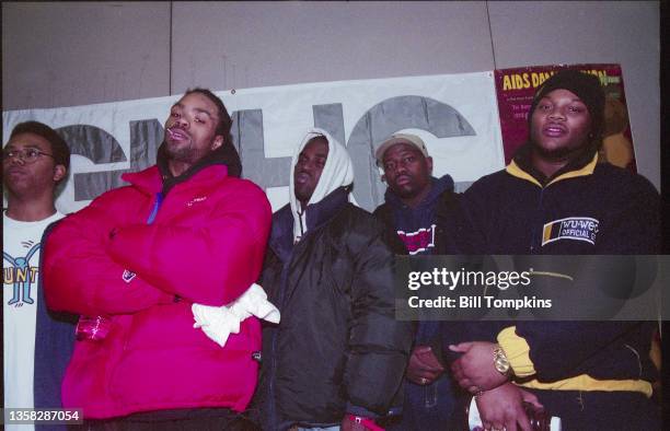 November 1995: MANDATORY CREDIT Bill Tompkins/Getty Images Members of the Wu Tang Clan at the GMHC Dance A Thon November 1995 in New York City.