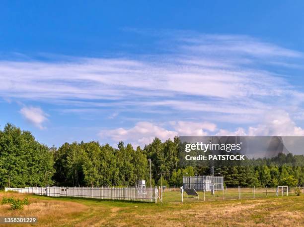 weather station in granica village, kampinos national park. - weather station stock pictures, royalty-free photos & images