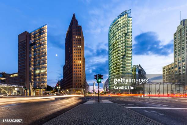 potsdamer platz berlin at blue hour (germany) - postdamer platz stock pictures, royalty-free photos & images