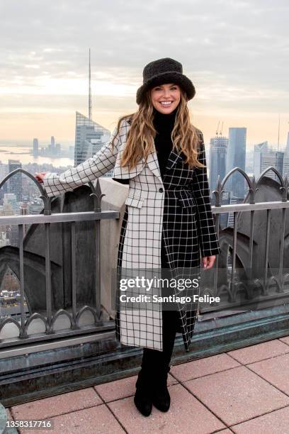 Hannah Brown visits 'Top of The Rock' at Rockefeller Center on December 10, 2021 in New York City.