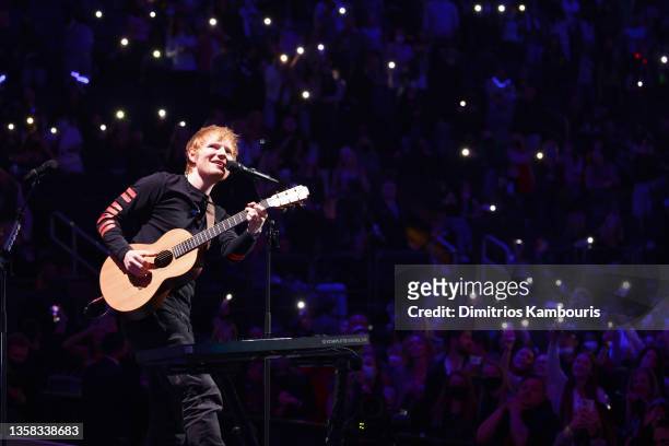 Ed Sheeran performs onstage during iHeartRadio Z100 Jingle Ball 2021 on December 10, 2021 in New York City.