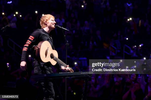 Ed Sheeran performs onstage during iHeartRadio Z100 Jingle Ball 2021 on December 10, 2021 in New York City.